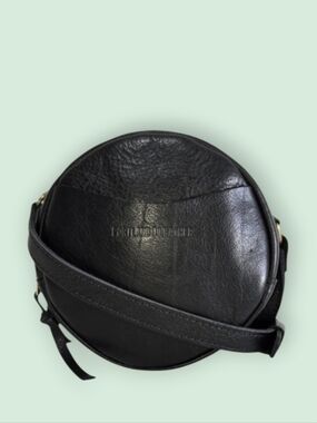 Portland Leather Goods Almost Perfect Circle Black Crossbody-EUC